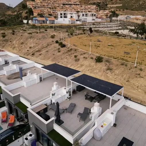 Solar pergola on a solarium by Go Solar, southern Spain